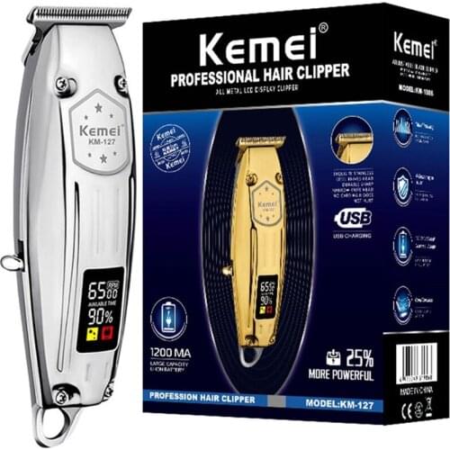 Original barber LCD display electirc 6500RPM lithium Ion hair trimmer professional beard trimme for men full metal housing