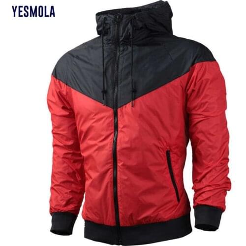 YESMOLA Autumn Sports Mens Jacket Casual Windbreaker Hooded Windproof Hooded Mens Zipper Jacket for Youth Running Tops