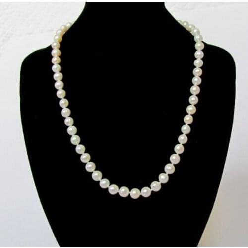 Unique Pearls jewellery Store 9mm White Round Genuine Freshwater Pearl Necklace Charming Women Gift Fine Jewelry