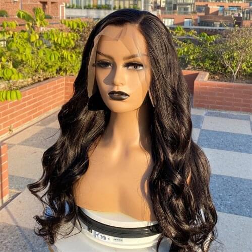 Synthetic Lace Front Wigs for Women Black Colored Long Wavy Wigs Heat Resistant Natural Hair Lace Wig for Daily Cosplay