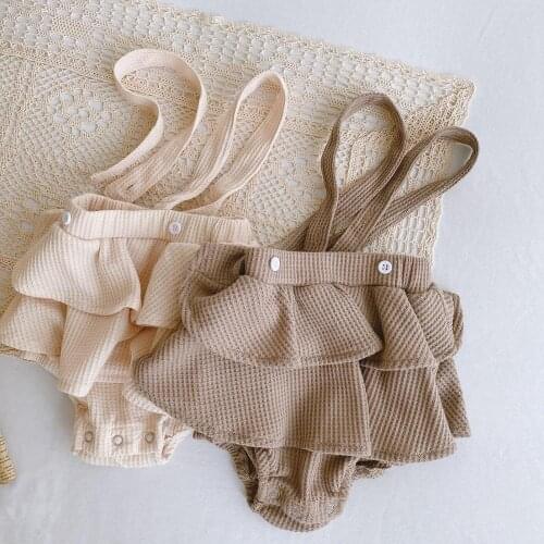 Baby Girls Suspender Romper Knitted 2 layers TUTU Skirt Bodysuit Korean Cute Lovely Newborn Infant Top Blouse Shirt Outfit set