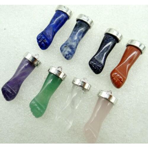 Natural Gem Stone Tiger Eye Quartz Crystal Carved Fist Pendant Reiki Jewelry Making Necklac Earring Accessori Women Men 8 PCS