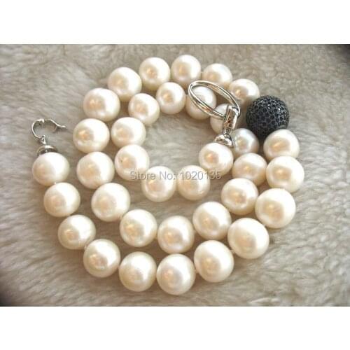 Freshwater pearl white round 11-12mm and blue necklace 19inch nature FPPJ FPPJ