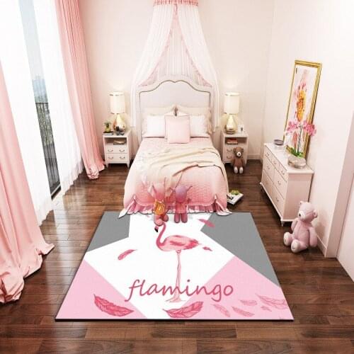 Princess pink flamingos carpet flannel antiskid crawl cartoon kids rugs and carpet girl bedroom area rug Cute tapete customized