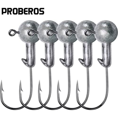 PROBORES 100pcs/lot Jig Big Hooks For Fishing Lures 1G-2G-3G-5G-6G-7G-9G Fishing Hook with Round Head Natural Color JIG Hooks