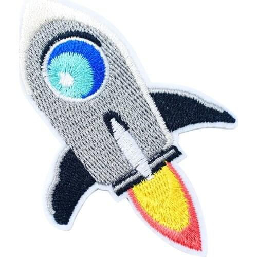 Rocket Size:5.7x8.4cm DIY Patches Cloth Patch Embroidered Cute Badges Hippie Iron On Cartoon Patches For Clothes Sticker
