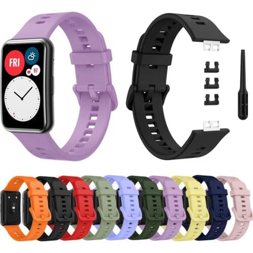 Silicone Sport Watch Strap For Huawei Watch Fit original SmartWatch Band Accessories For Huawei fit WristBand Bracelet with tool