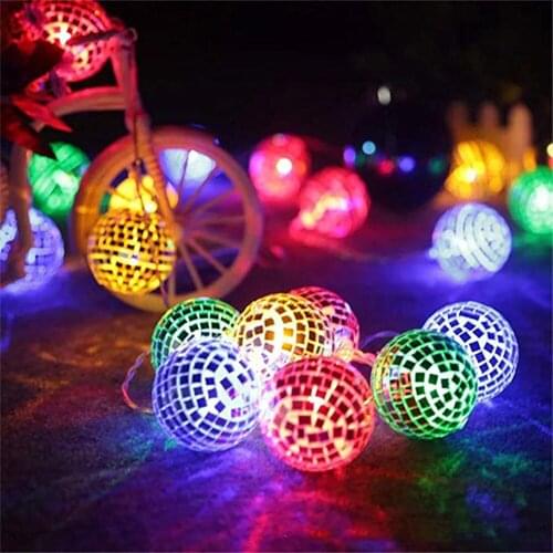 LED String Lights USB/Battery Powered Mirror Ball Stage Reflection Lamp for Wedding New Year Christmas DJ Disco Home Party Decor
