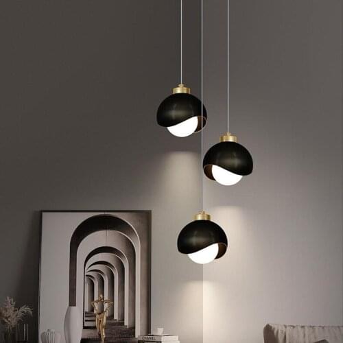 LED Hanging Lamps Modern Golden Pendant Lights for Living Room Dining Table Decoration Home Copper Round-Ball Indoor Lightings