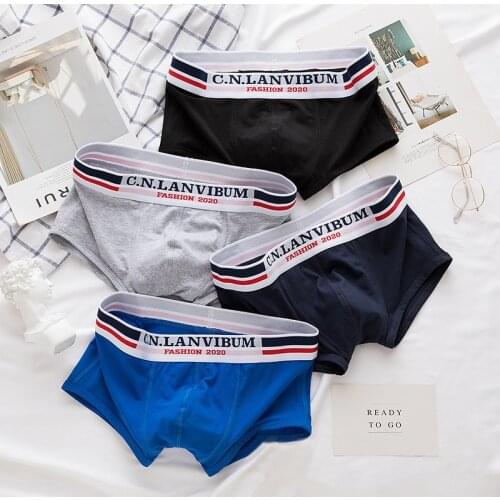 2 Pieces Mens Boxer Shorts Solid Color Cotton Mens Underwear Boxer Summer Mid Waist Underpants Breathable Mens Panties 2021 New