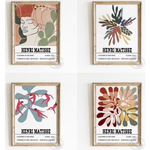 Henri Matisse Exhibition Poster, The Dance Abstract Expressionism Art Prints, Coral Pattern Canvas Painting, Modern Home Decor