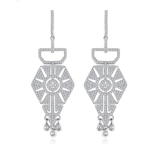 Zlxgirl jewelry luxury brand pave zirconia cooper womens earring jewelry perfect womens wedding stud earring bridal accessory