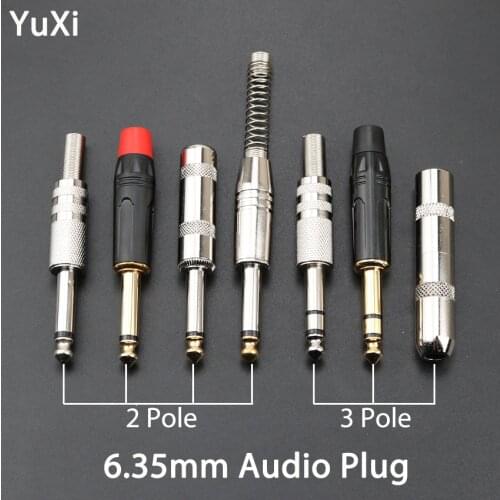YuXi 6.35mm 2 Pole 3 Pole Mono Audio Plug 6.35 / 6.5 Metal Microphone jack plug-in Audio Connector for KTV Guitar microphone