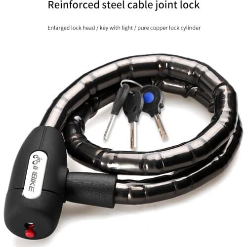 Mountain Bike Lock Anti-theft Cable Locks 0.85m Waterproof Belt 3 Keys Alarm Bicycle Motorcycle Accessories Cycling Anti Theft