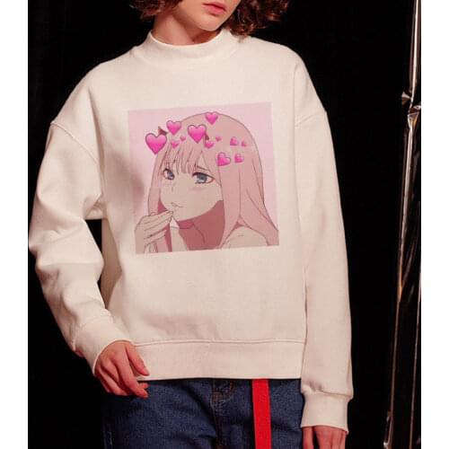 Darling In The Franxx Kawaii Anime Funny Japanese Cute Cartoon Print Women Streetwear Loose Chic Hip Hop Warm Hooded Sweatshirt