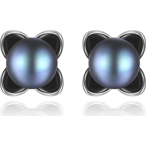 MetJakt S925 Sterling Silver 8-8.5mm Pearl Fashion Simple Womens Ear Studs