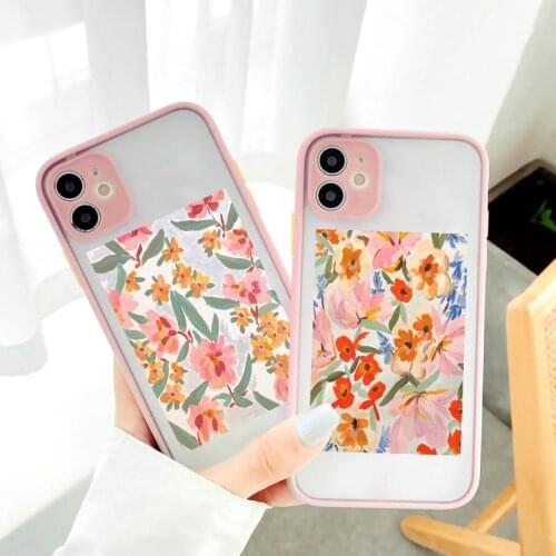 Printed Art Oil Painting Flowers Phone Case For iPhone XR XS Max X 12 mini 11 Pro Max 6s 7 8 Plus SE 2020 Hard Matte Cover Shell
