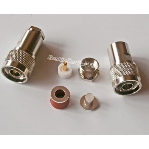 1Pcs N Male Plug Clamp RG5 RG6 5D-FB LMR300 Cable Straight RF Connector Brass