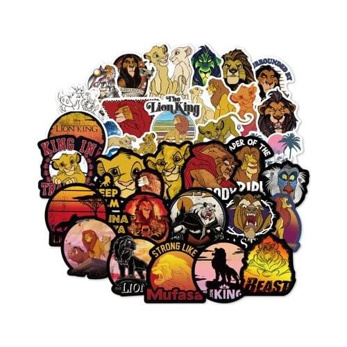 10/50Pcs Disney Stickers The Lion King Not Repeating Waterproof Cartoon Stickers Toy Luggage Guitar Personality Graffiti Sticker