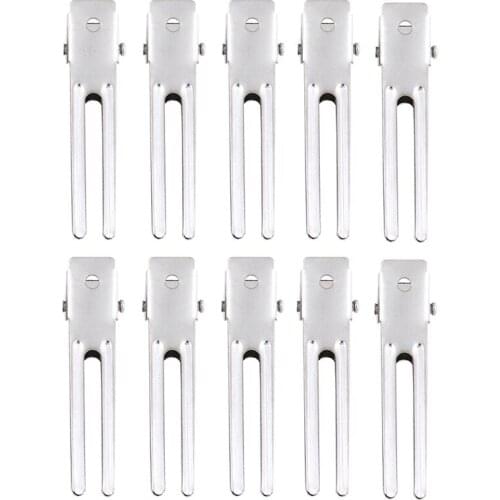 10pcs 46mm DIY Double Prong Alligator Hair Clips Flat Metal Boutique Hairpins With No Teeth For Hair Styling Accessory