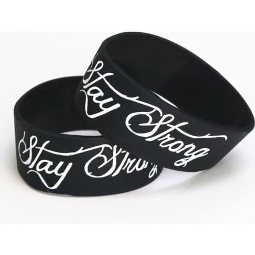 Fashion 25PCS Stay Strong With Love Wristband Black Colour Latex-Free Wide Silicone Bracelets&Bangles Gift Wholesale SH090