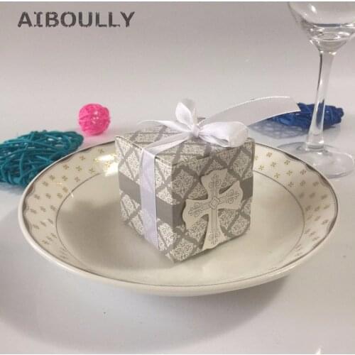 50pcs Christianism wedding Party Handmade Candy box crossing Paper Gift box for birthday Baby shower Decor Event Party Supplies