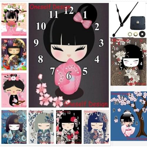 5d diamond painting with Mechanical clock cute girl 5d diamond embroidery clock diamond mosaic sale home decortion wall sticker