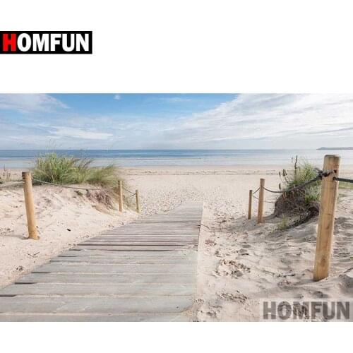 HOMFUN 5D Diamond "Beach scenery" Diamond Embroidery Full Round/ Square Diy Diamond Painting Cross Stitch Home Decor A27691