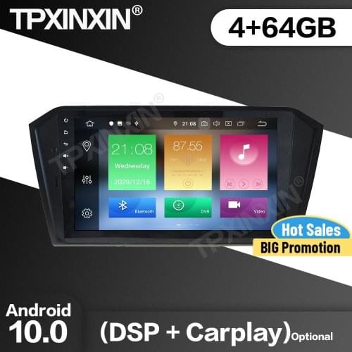 64G Car Radio 2 Din Stereo Receiver Android10.0 For VW PASSAT Polo 2015 2016 2017 GPS NAVI Multimedia Player Recorder Head Unit