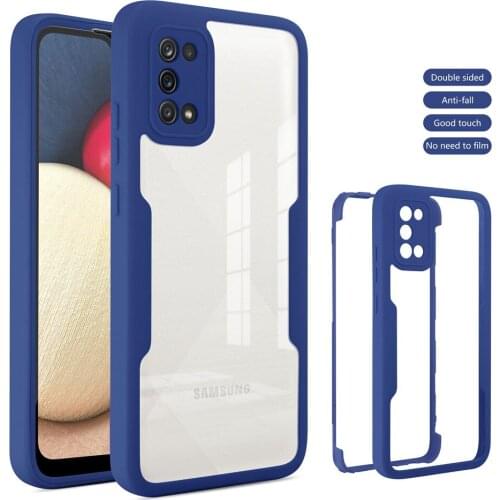 A21S Luxury 360 Full Cover For Samsung Galaxy A21S A12 A22 A32 A02S A02 M02 A82 A52 A72 Integrated Clear TPU Phone Cover Fundas
