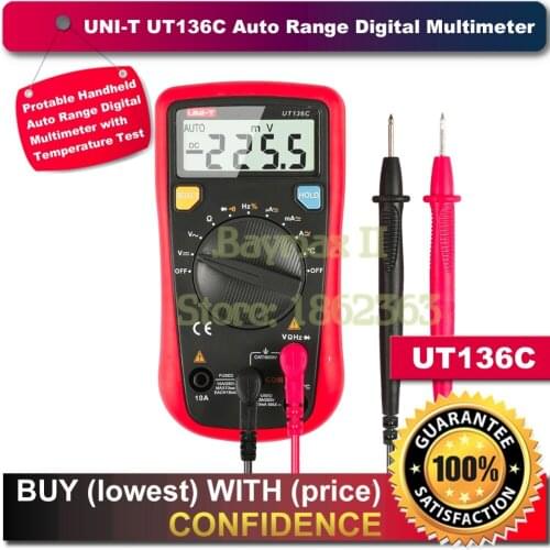 UNI-T UT136C Auto Range Digital Multimeter with Temperature,Frequency,Resistance,AC/DC Voltage Current Measurement