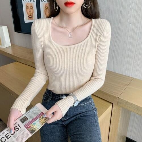 Jumper Pull Femme Womens Sweaters 2021 Autumn Winter Tops for Women Sweater Knitted Fashion Top Slim Pullover Hiver Truien Dames