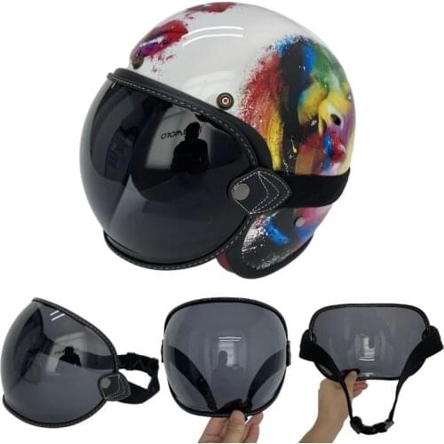 Elastic Fixing Strap Design Bubble Visor Fit Retro Helmet Motorcycle Shield Chopper Vintage Capacetes Glasses Moto Casco Lens
