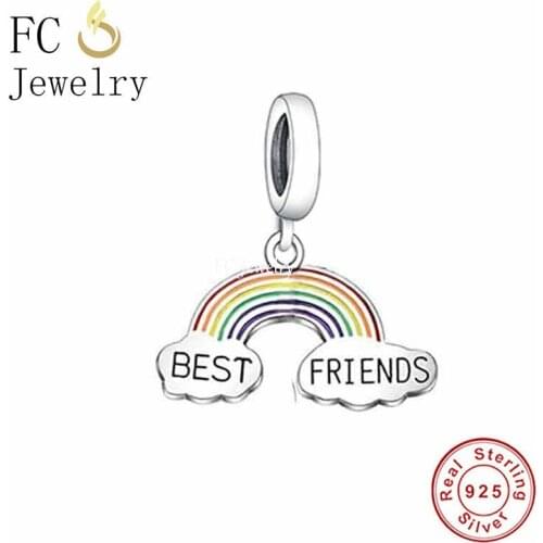FC Jewelry Fit Original Pandora Charm Bracelet 925 Sterling Silver Best Friends Is Rainbow Bead For Making Women Berloque 2021