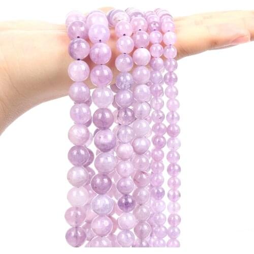 Smooth Natural Stone Beads Purple Lavender Round Loose Spacer Beads for Jewelry Making Bracele Necklace DIY Accessories 6/8/10MM
