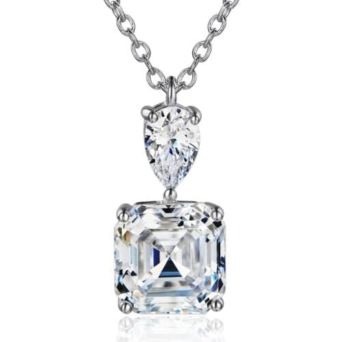 Huitan Luxury Princess Square CZ Pendant Necklace for Women White/Green/Yellow/Pink Colors Fashion Wedding Jewelry Drop Shipping