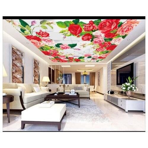Customized photo wallpaper 3d ceiling wallpaper murals Vector romantic rose 3D zenith mural beauty home decoration