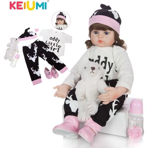 KEIUMI 24 Inch Reborn Baby Doll 60 CM Soft Silicone Princess Doll Reborn Dolls Toy More Choice Gifts To Childrens Birthday