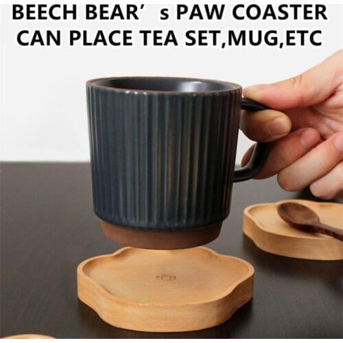 Cute Wood Coaster Bear Paw Shape Cartoon Coaster Small Dish Snack Plate Coffee Cup Pad Heat Resistant Cup Mat Table Placemats