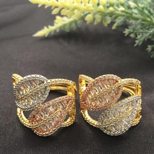 Lanyika Fashion Jewelry Exquisite Stylish Artistic Vivid leaf Earrings Full Micro inlay Micro Plated Banquet Popular Best Gift