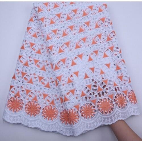 Newest White Peach African Lace Fabric Swiss Voile Lace Fabric 2020 High Quality Rhinestones Swiss Dry Cotton Lace Fabric S1785