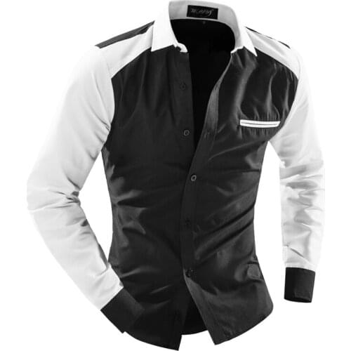 2018 New listing mens brand business Slim long-sleeved shirt mens dress shirt fashion stitching trend casual shirt M-XXL JKH