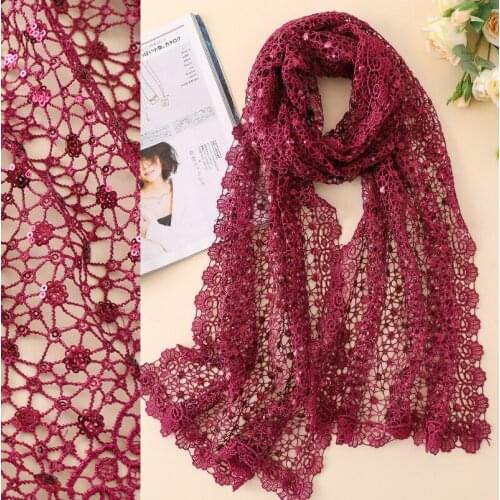 New Super Beautiful Bud Silk Gauze Shawl Thin Joker Hook Flower Hollow Out Silk Scarf Spring and Autumn Long Dual-use