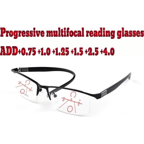 Progressive Multifocal Anti Blue Light Reading Glasses Business Men Women High Quality Tr90+1.0 +1.5 +1.75 +2.0 +2.5 +3 +3.5 +4