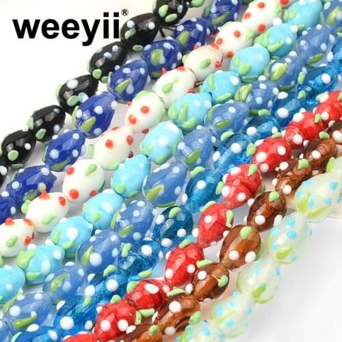 About 9x12mm Fashion Beads Chain Colorful Strawberry Shape Lampwork Beads Pendant For Jewelry Making Bracelet Earring DIY