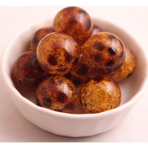 OYKZA New 20mm 100pcs Acrylic Leopard Crackle Beads for Chunky Girls Necklace Jewelry