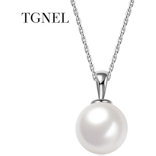 TGNEL S925 Sterling Silver Necklace Pendants Silver Color Fine Jewelry White Pearl Jewelry for Women 925 Silver Friendship Gift