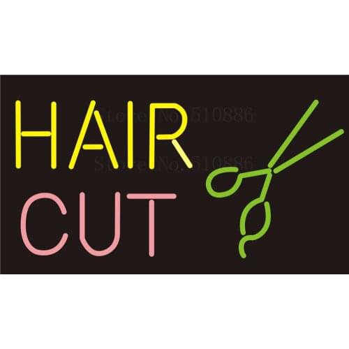 Custom NEON Sign Board Hair Cut Salon Recipe Hairstyle Glass Tube Club Display Store Shop Light Signboard Signage Signs 17*14"
