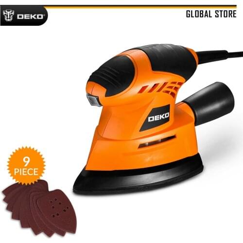 DEKO TMMS01 130W NEW Mouse Sander Dust Exhaust Mouse Sander Easy to Use with 9 Sheets of Sandpaper