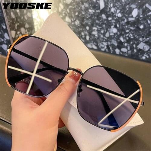 YOOSKE Oversized Metal Square Sunglasses Men Women Vintage Gradient Sun Glasses Ladies Shades Green Eyewear UV400 Big Frame
